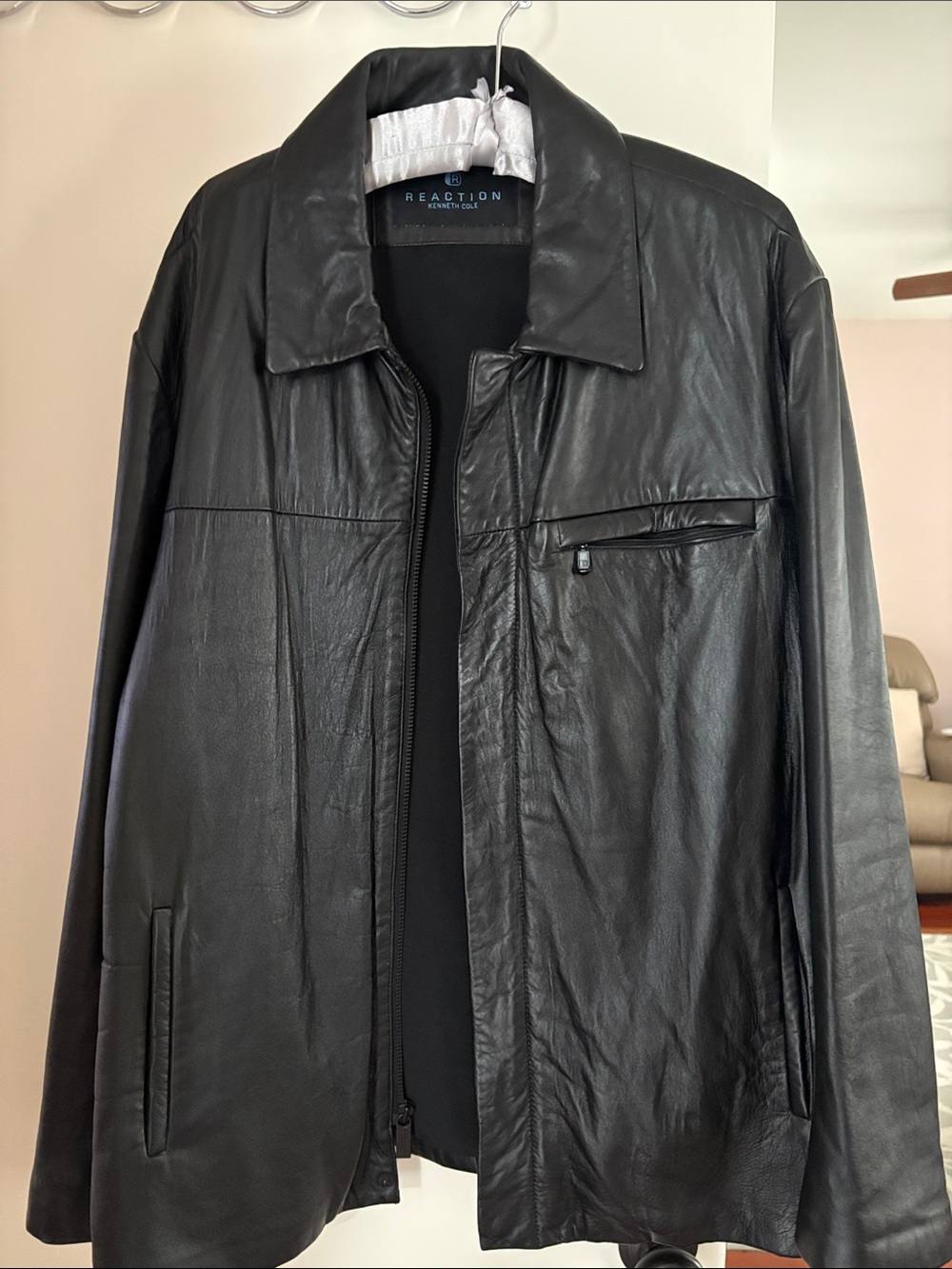 Kenneth Cole Black Leather Zip Jacket
